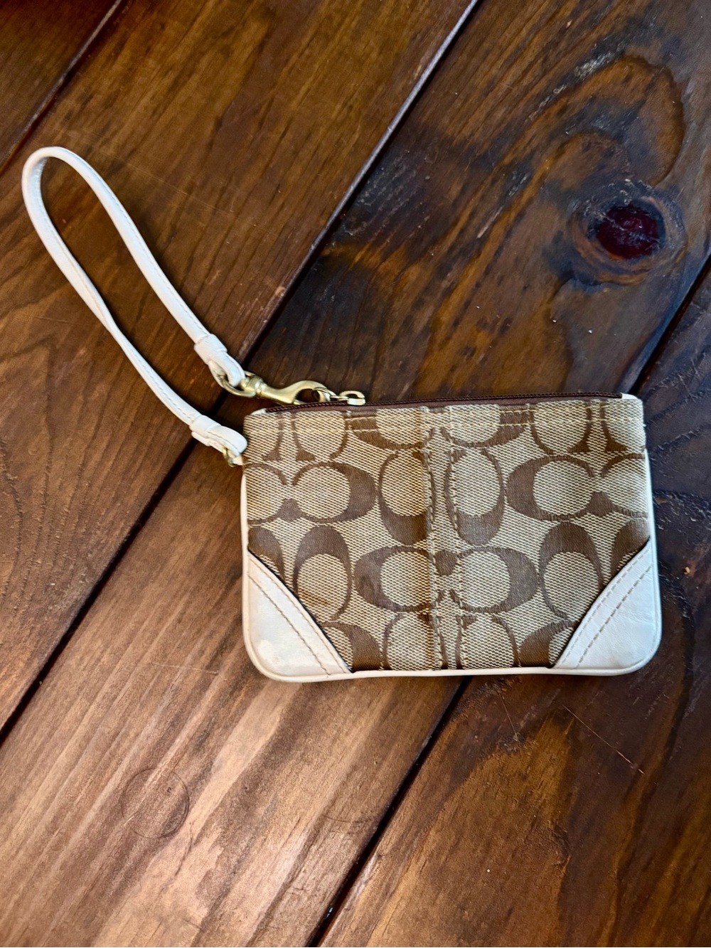 Coach Vintage Signature Wristlet Brown Beige Monogram Y2K - Picture 6 of 7